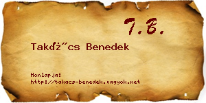 Takács Benedek névjegykártya